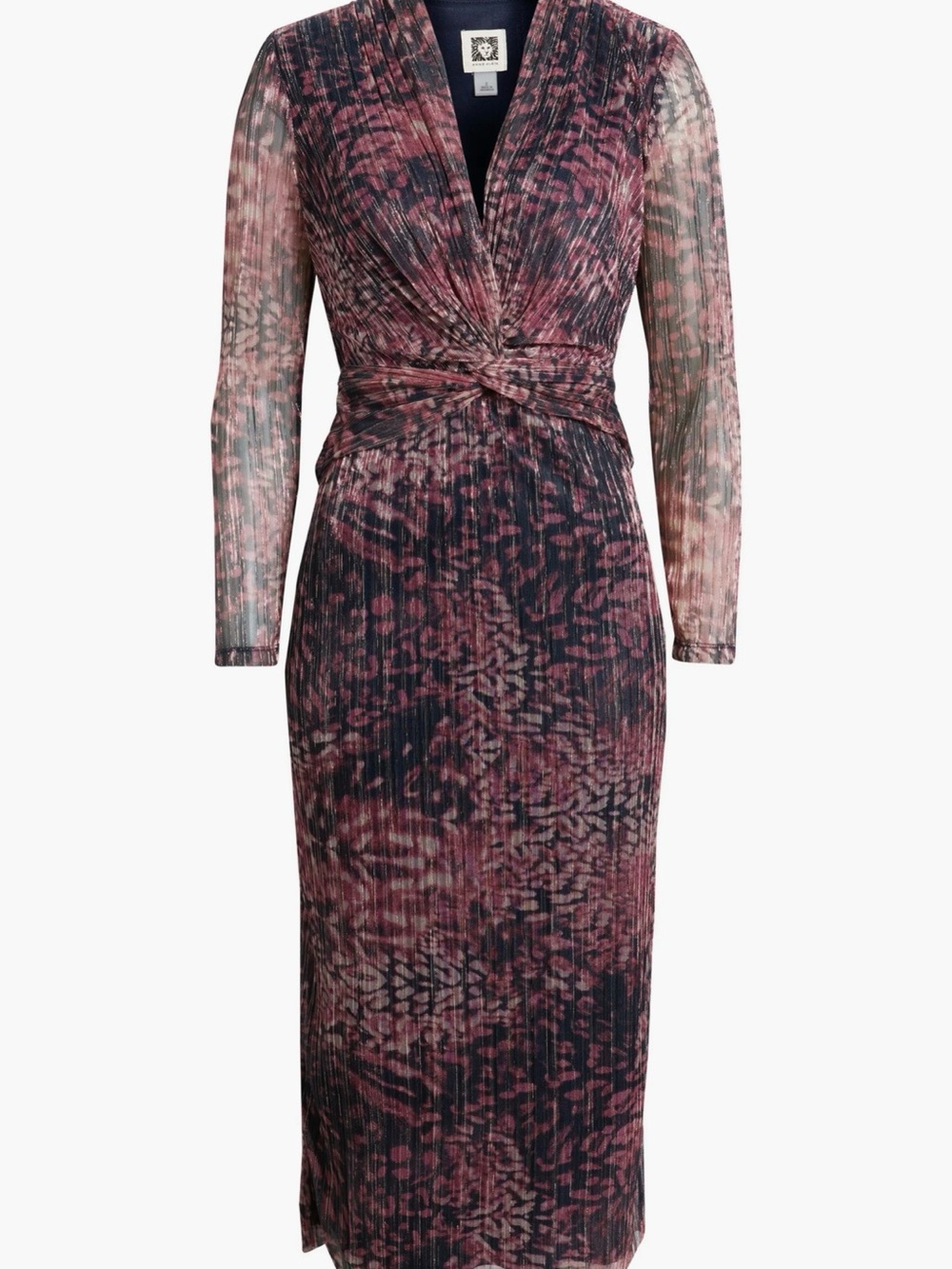 Anne Klein Floral Metallic Stripe Long Sleeve
Midi Dress